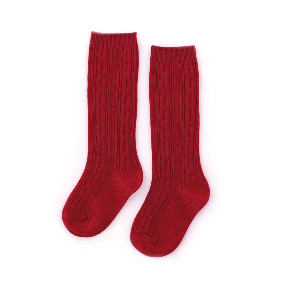 Little Stocking Co. True Red Cable Knit Socks